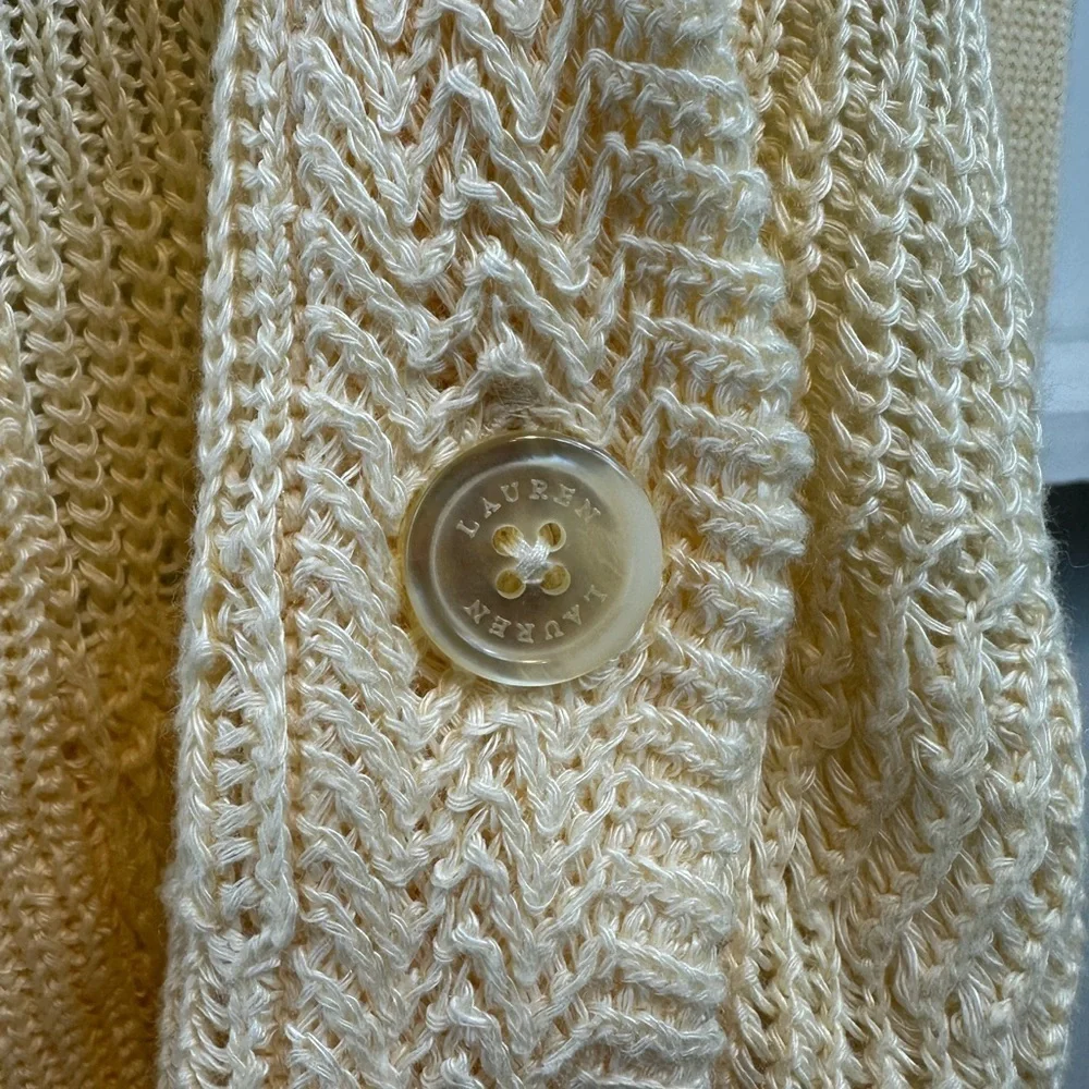 NWT Lauren Ralph Lauren Morton Cardigan Sweater Linen Women’s Large - Picture 7 of 12